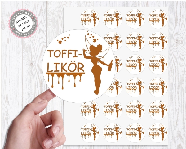 24 zuckersüßer Sticker Aufkleber 4cm TOFFI Likör Sahnelikör Weihnachten Christmas von Lüttentüddel®